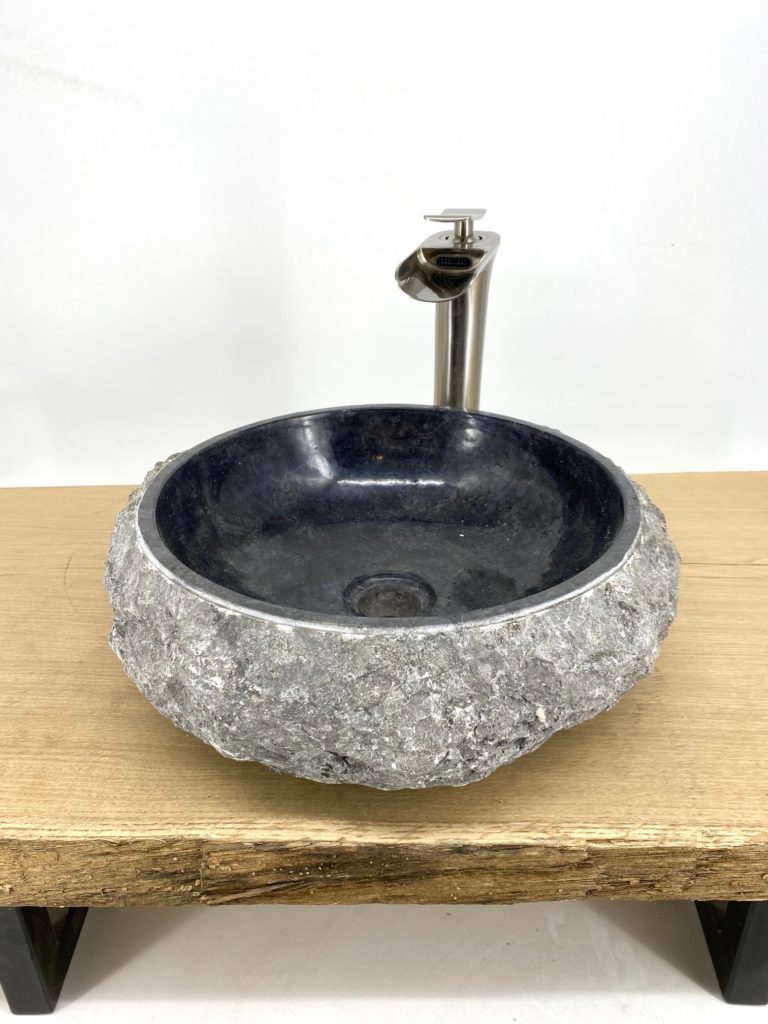 Waschbecken Marmor dunkel rund 40x12cm HolzBursche.de